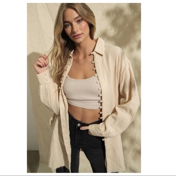 Cotton Loop Button Front Blouse - Picture 3 of 7